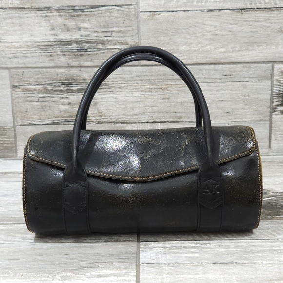 Vintage/Retro ANNE KLEIN Crackled Leather Papillon Satchel Style Handbag - Picture 2 of 14